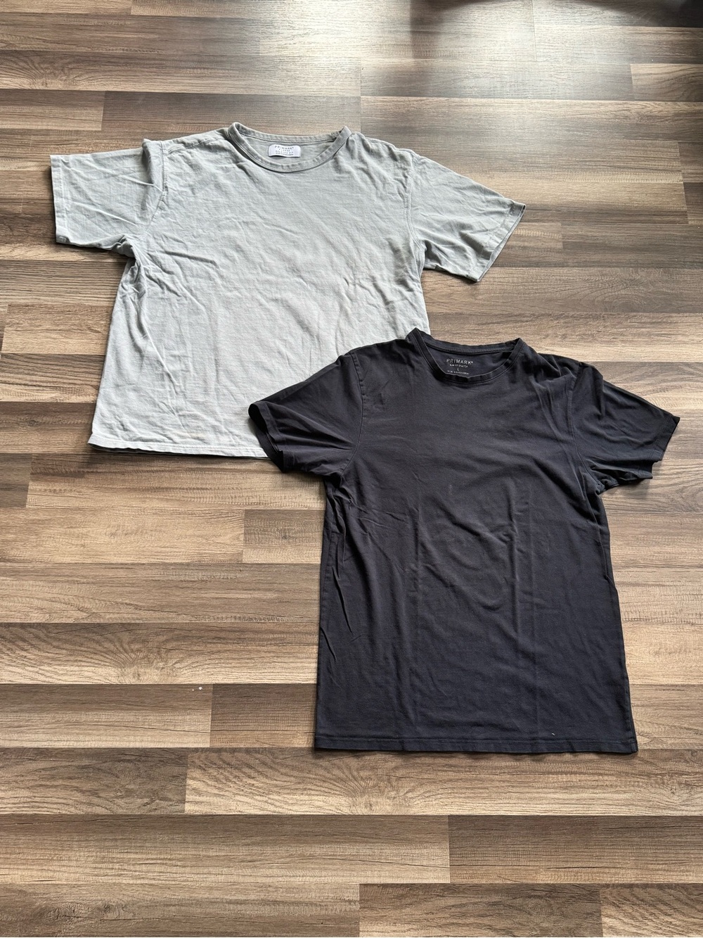 Primark Men's Short Sleeve Crew Neck Tees - Black & Light Gray
